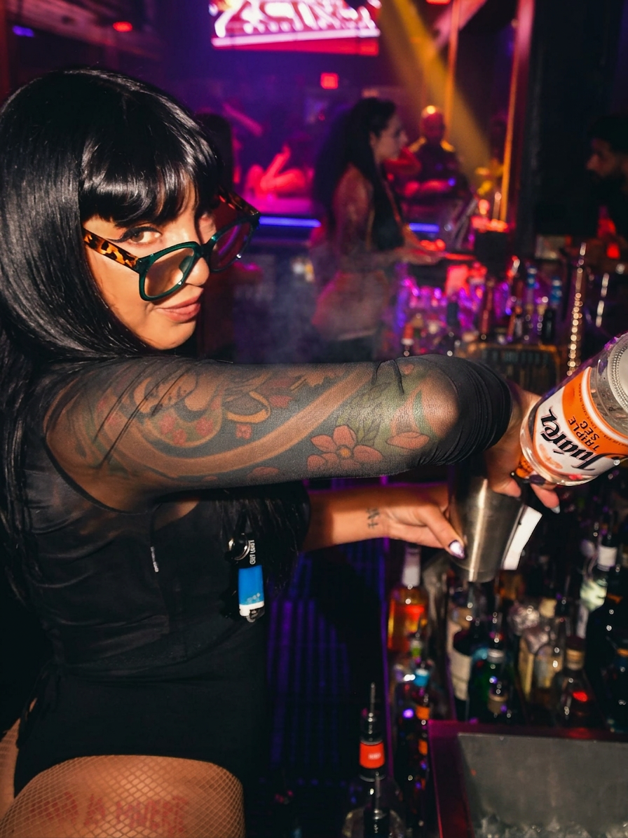 AI-enhanced bottle service hostess portrait